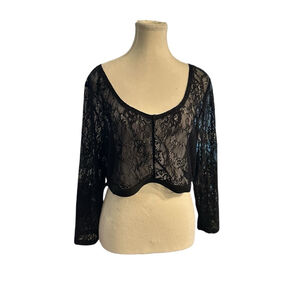 Y2K Black Lace long sleeve cropped top Gothic Fairy